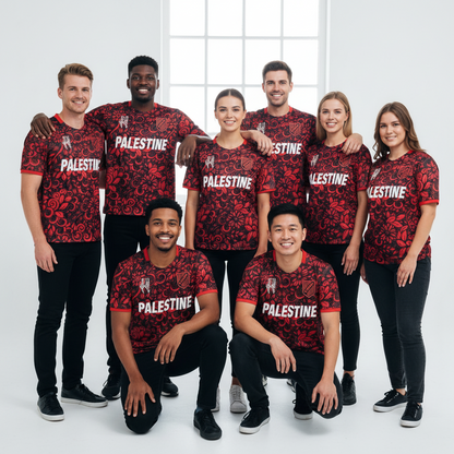 fc palæstina rød blomstermønster front