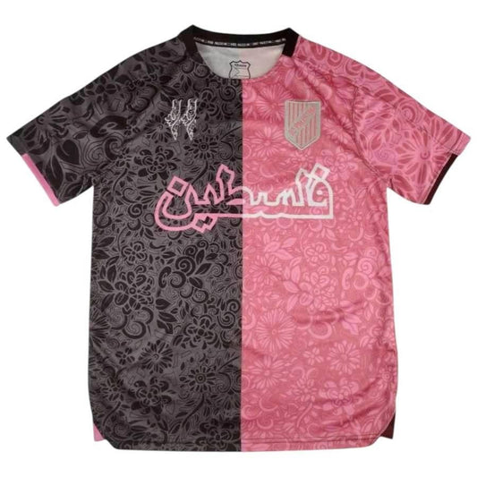 fc palæstina split blomster rosa sort mønster