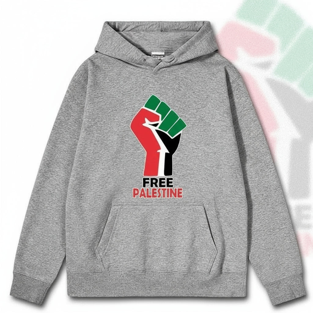 Free Palestine hoodie grå