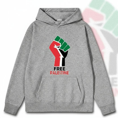Free Palestine hoodie grå