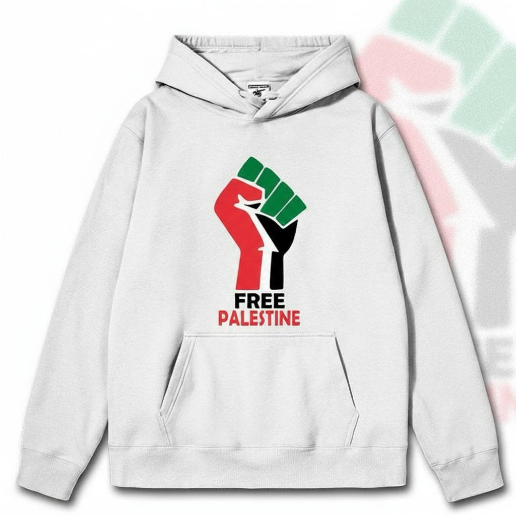 Free Palestine hoodie hvid