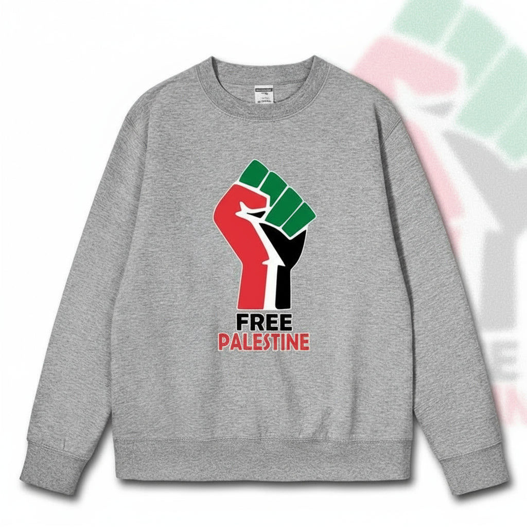 Free Palestine sweatshirt grå