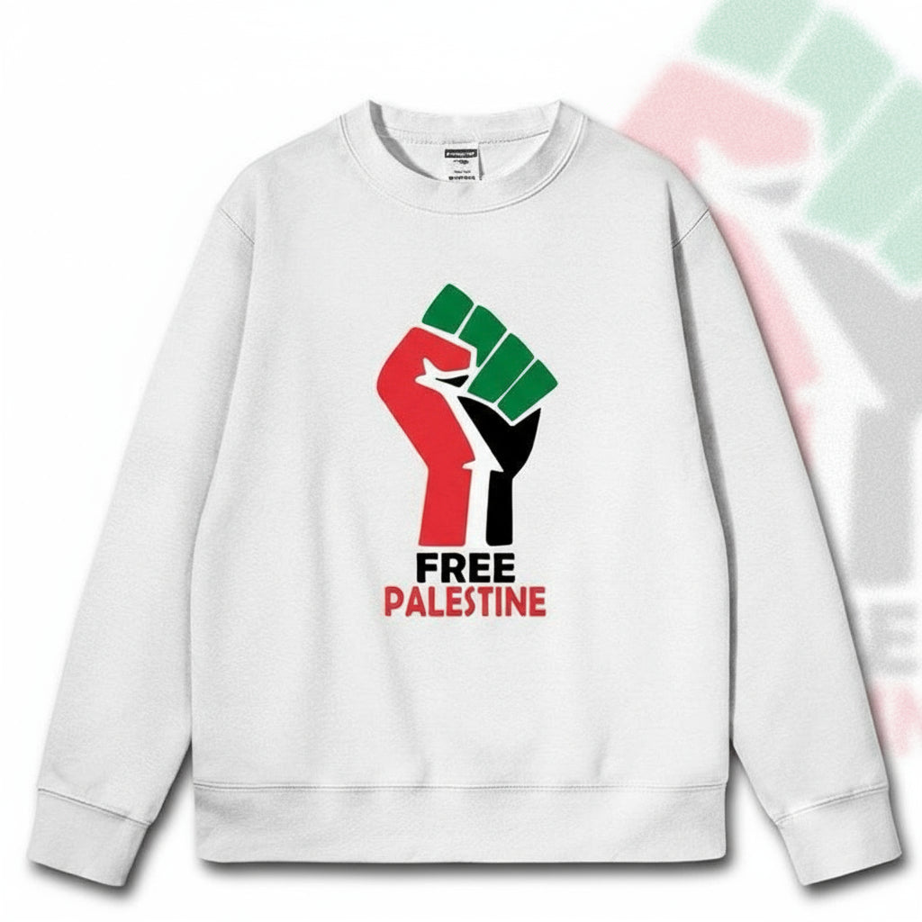 Free Palestine sweatshirt hvid