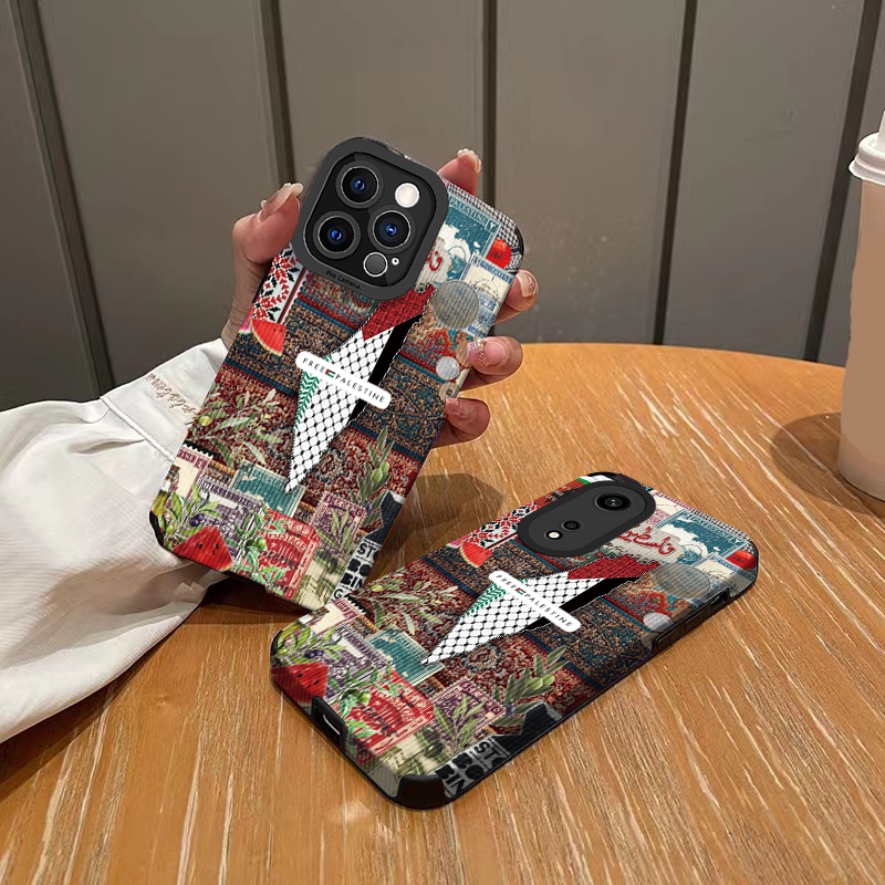 iPhone Cover med Palæstinensisk Mosaik – Vintage Frimærker & Symbolik