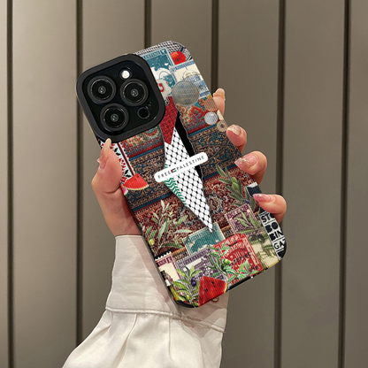iPhone Cover med Palæstinensisk Mosaik – Vintage Frimærker & Symbolik