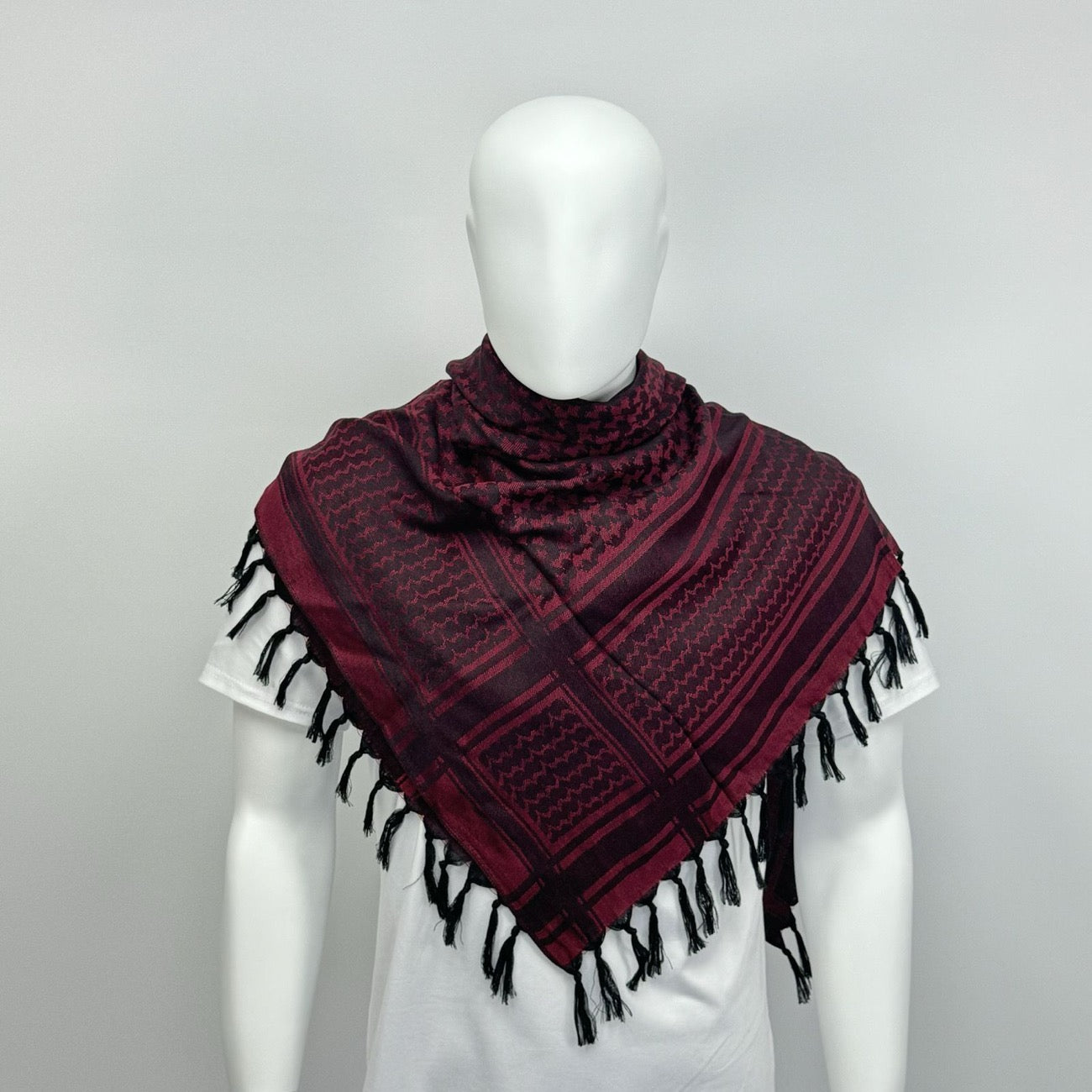 Mørkerødt keffiyeh kufiya palæstinensisk tørklæde