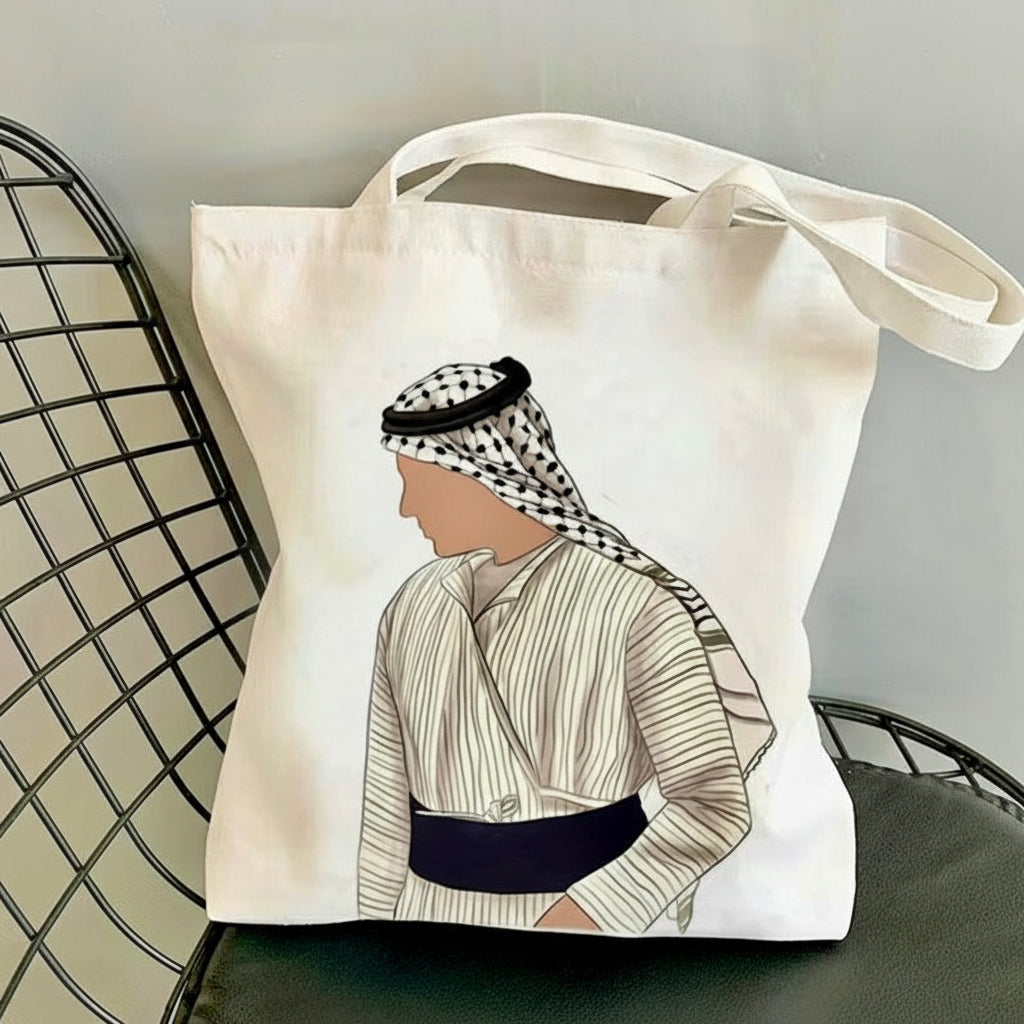 Palæstinensisk mulepose med lynlås i brug.