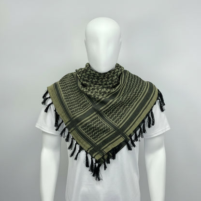 Olivengrøn med sort keffiyeh kufiya palæstinensisk tørklæde