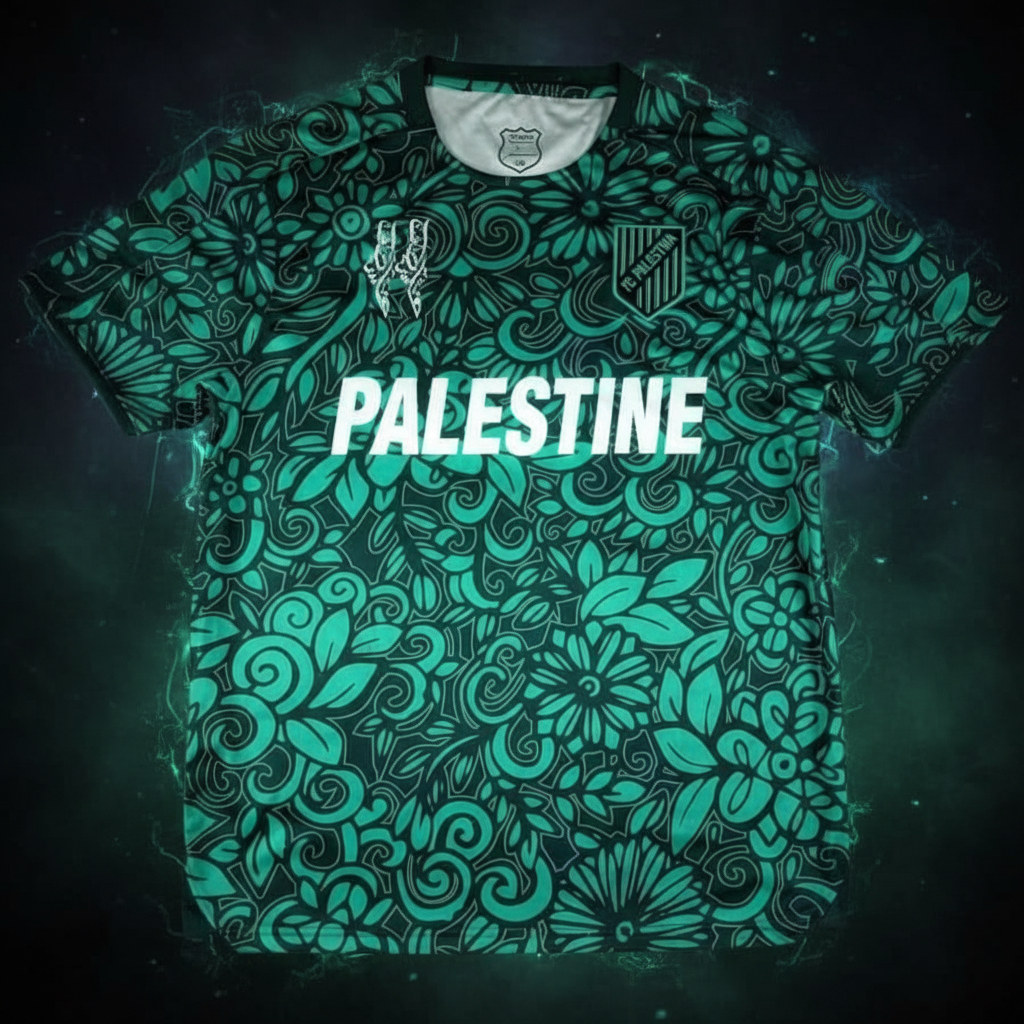 Palæstina fodboldtrøje grøn zaitoun mønster