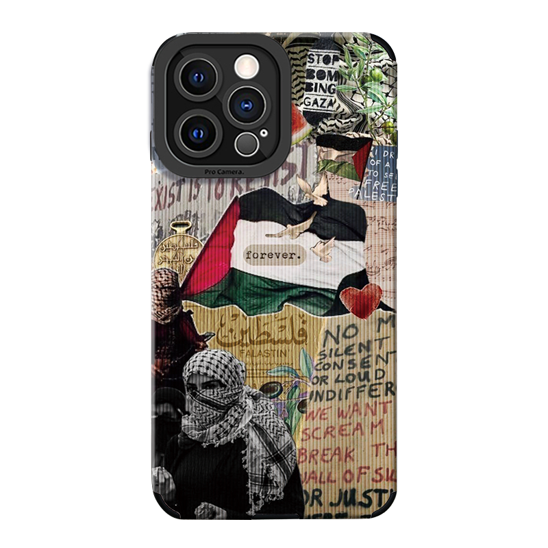 iPhone Cover med Palæstinensisk Mosaik – Vintage Frimærker & Symbolik