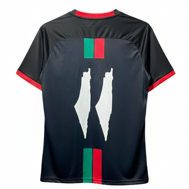 Sort FC Palestine fodboldtrøje bagfra