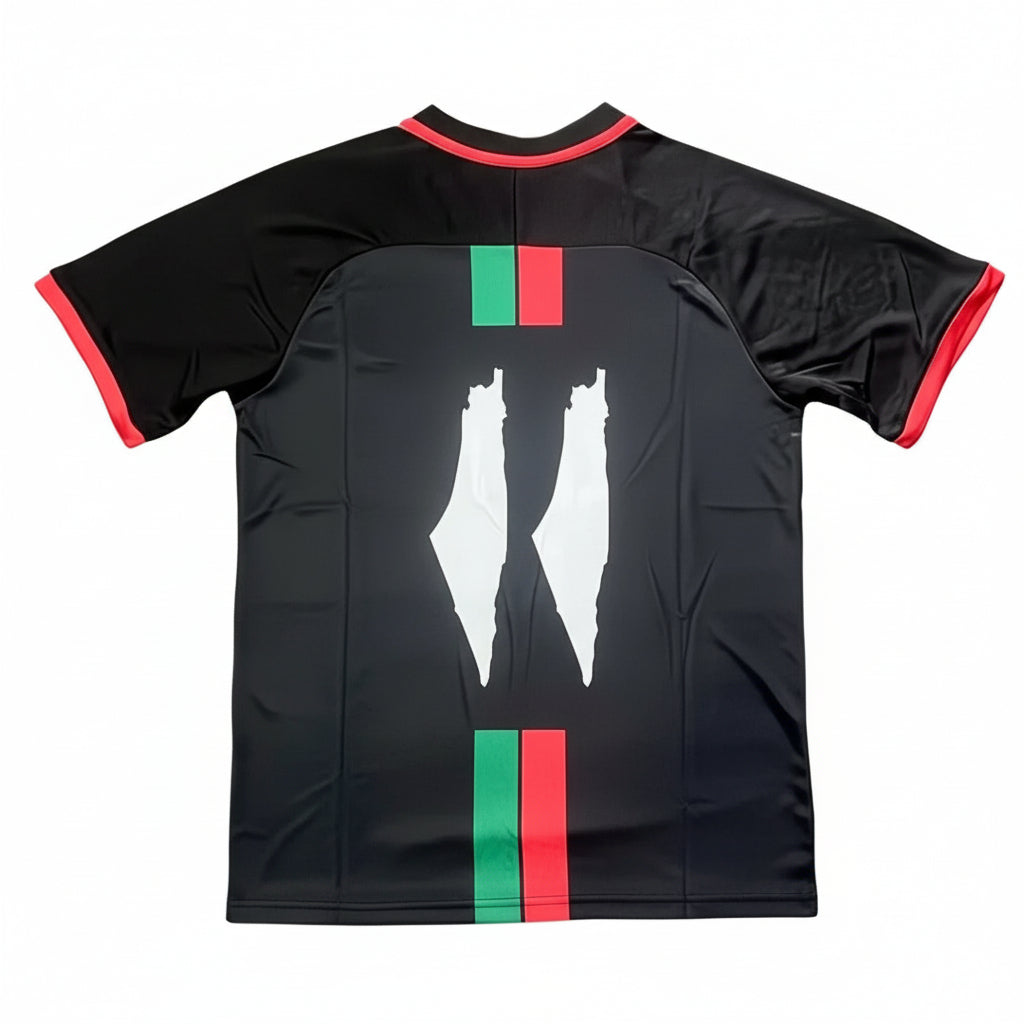 Sort FC Palestine fodboldtrøje bagpå variant