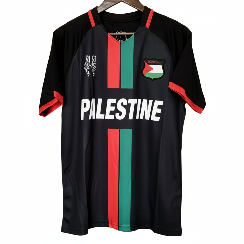 Sort FC Palestine fodboldtrøje forfra