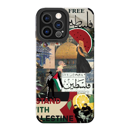 iPhone Cover med Palæstinensisk Mosaik – Vintage Frimærker & Symbolik