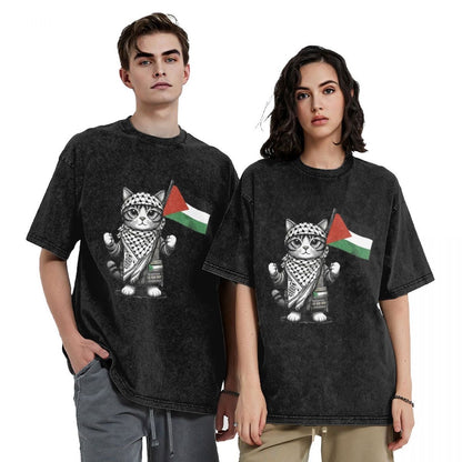 unisex palestine keffiyeh cat tee model