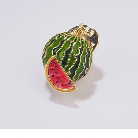 Vandmelon Pin – Sødt Frugt Vedhæng i Guld